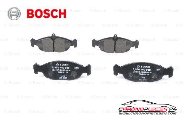 Achat de BOSCH 0 986 460 938 Kit de plaquettes de frein, frein à disque pas chères