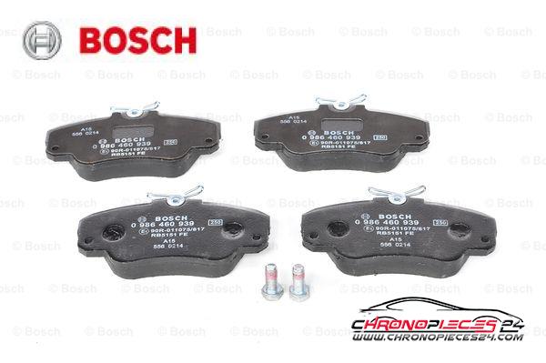 Achat de BOSCH 0 986 460 939 Kit de plaquettes de frein, frein à disque pas chères