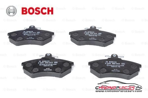 Achat de BOSCH 0 986 460 943 Kit de plaquettes de frein, frein à disque pas chères