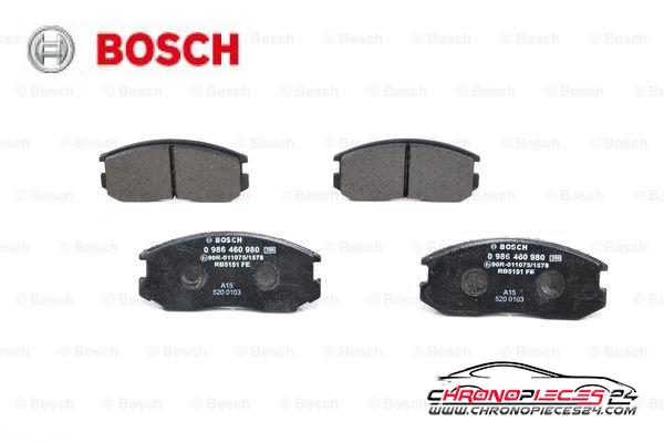 Achat de BOSCH 0 986 460 980 Kit de plaquettes de frein, frein à disque pas chères