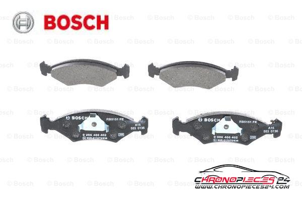 Achat de BOSCH 0 986 466 402 Kit de plaquettes de frein, frein à disque pas chères