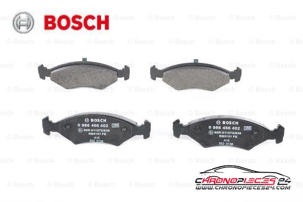 Achat de BOSCH 0 986 466 402 Kit de plaquettes de frein, frein à disque pas chères