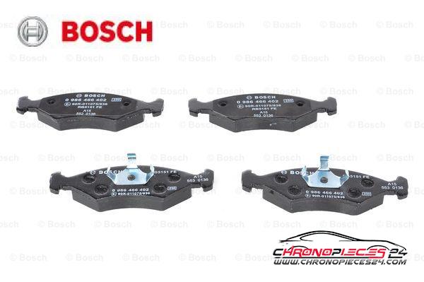 Achat de BOSCH 0 986 466 402 Kit de plaquettes de frein, frein à disque pas chères