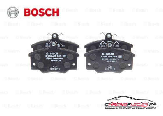 Achat de BOSCH 0 986 468 380 Kit de plaquettes de frein, frein à disque pas chères