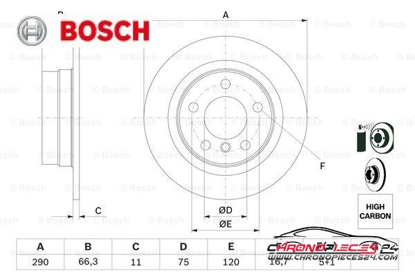 Achat de BOSCH 0 986 479 043 Disque de frein pas chères