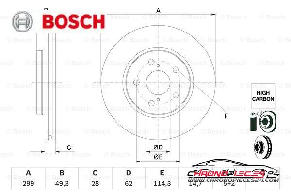 Achat de BOSCH 0 986 479 F49 Disque de frein pas chères