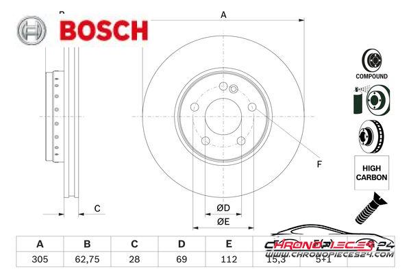 Achat de BOSCH 0 986 479 G41 Disque de frein pas chères