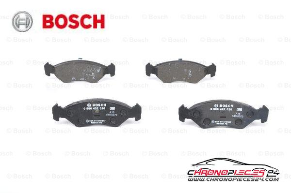 Achat de BOSCH 0 986 492 020 Kit de plaquettes de frein, frein à disque pas chères