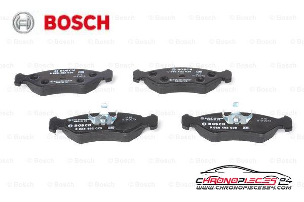 Achat de BOSCH 0 986 492 020 Kit de plaquettes de frein, frein à disque pas chères