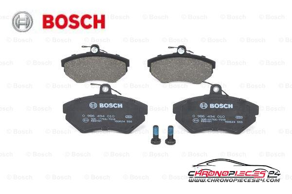 Achat de BOSCH 0 986 494 010 Kit de plaquettes de frein, frein à disque pas chères