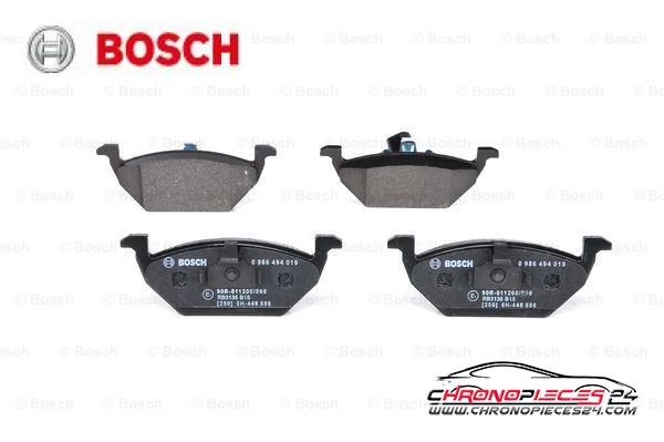 Achat de BOSCH 0 986 494 019 Kit de plaquettes de frein, frein à disque pas chères