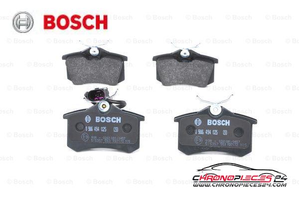 Achat de BOSCH 0 986 494 025 Kit de plaquettes de frein, frein à disque pas chères