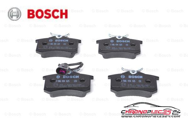 Achat de BOSCH 0 986 494 025 Kit de plaquettes de frein, frein à disque pas chères