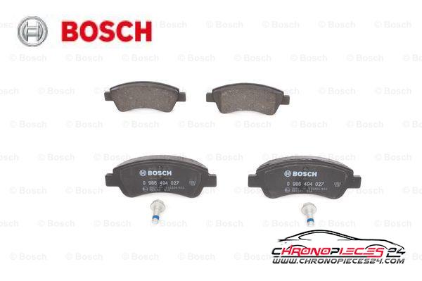 Achat de BOSCH 0 986 494 027 Kit de plaquettes de frein, frein à disque pas chères