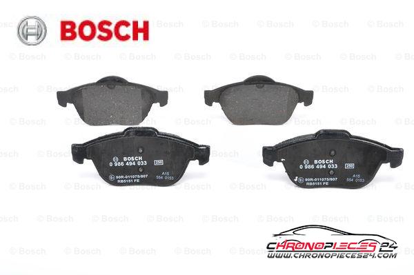 Achat de BOSCH 0 986 494 033 Kit de plaquettes de frein, frein à disque pas chères