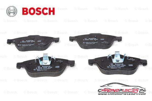 Achat de BOSCH 0 986 494 033 Kit de plaquettes de frein, frein à disque pas chères