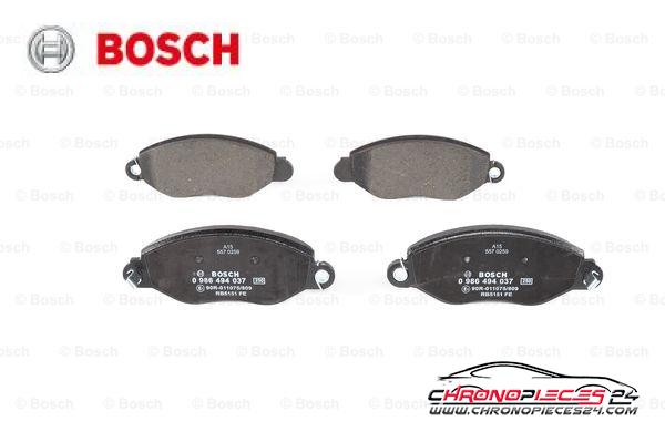 Achat de BOSCH 0 986 494 037 Kit de plaquettes de frein, frein à disque pas chères