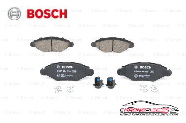 Achat de BOSCH 0 986 494 039 Kit de plaquettes de frein, frein à disque pas chères