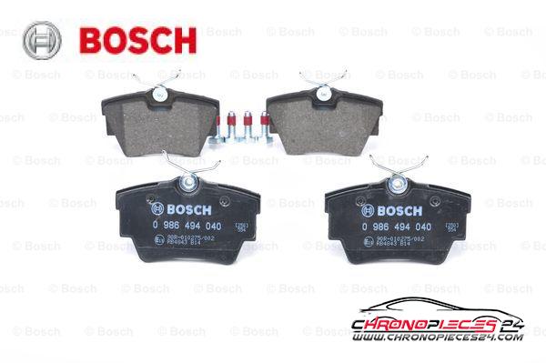 Achat de BOSCH 0 986 494 040 Kit de plaquettes de frein, frein à disque pas chères