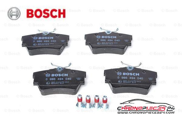 Achat de BOSCH 0 986 494 040 Kit de plaquettes de frein, frein à disque pas chères