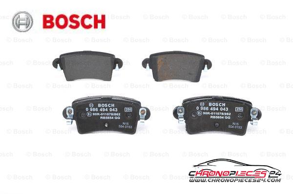 Achat de BOSCH 0 986 494 043 Kit de plaquettes de frein, frein à disque pas chères