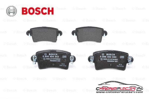 Achat de BOSCH 0 986 494 043 Kit de plaquettes de frein, frein à disque pas chères