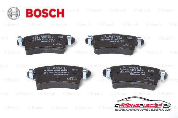 Achat de BOSCH 0 986 494 043 Kit de plaquettes de frein, frein à disque pas chères