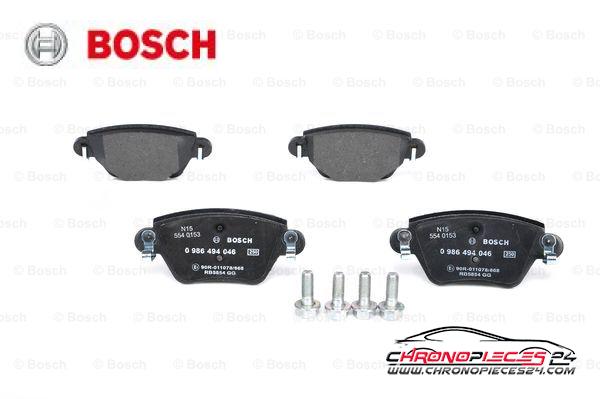 Achat de BOSCH 0 986 494 046 Kit de plaquettes de frein, frein à disque pas chères