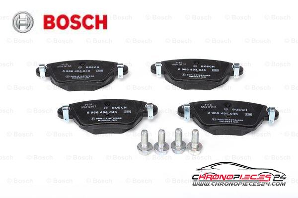 Achat de BOSCH 0 986 494 046 Kit de plaquettes de frein, frein à disque pas chères