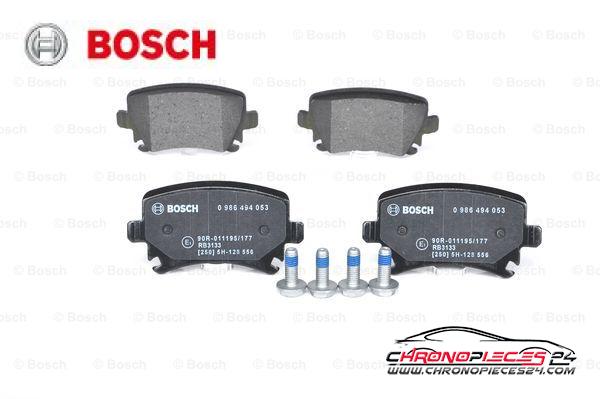 Achat de BOSCH 0 986 494 053 Kit de plaquettes de frein, frein à disque pas chères