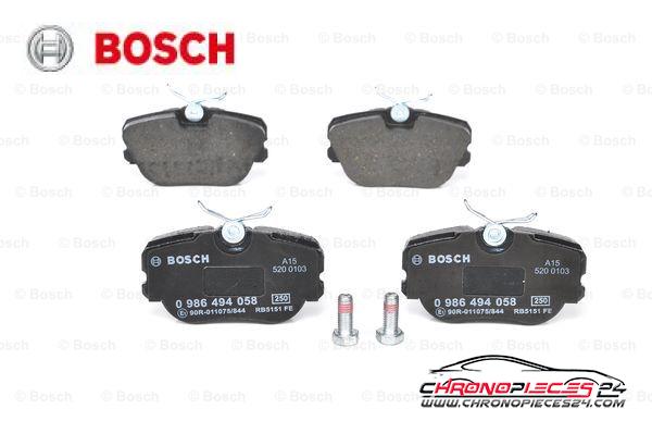 Achat de BOSCH 0 986 494 058 Kit de plaquettes de frein, frein à disque pas chères