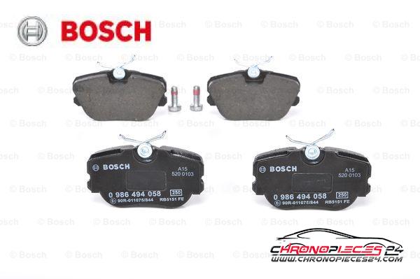 Achat de BOSCH 0 986 494 058 Kit de plaquettes de frein, frein à disque pas chères