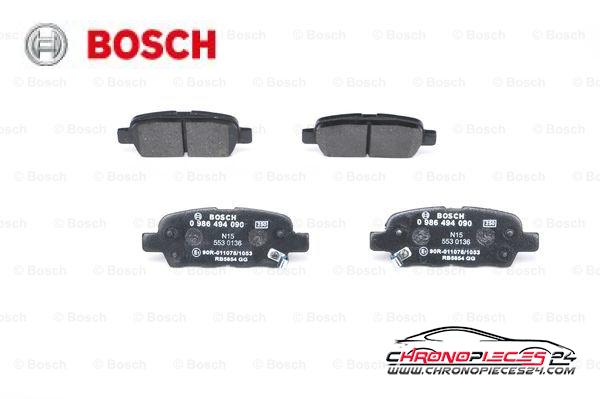 Achat de BOSCH 0 986 494 090 Kit de plaquettes de frein, frein à disque pas chères