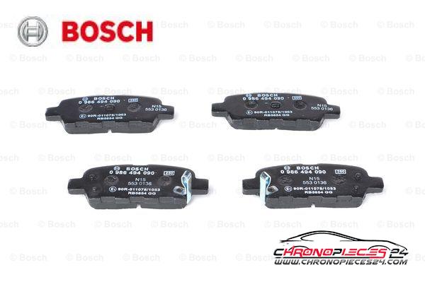 Achat de BOSCH 0 986 494 090 Kit de plaquettes de frein, frein à disque pas chères