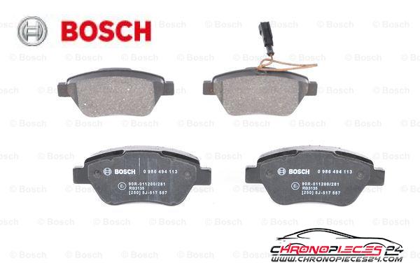 Achat de BOSCH 0 986 494 113 Kit de plaquettes de frein, frein à disque pas chères