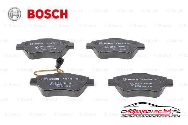 Achat de BOSCH 0 986 494 113 Kit de plaquettes de frein, frein à disque pas chères