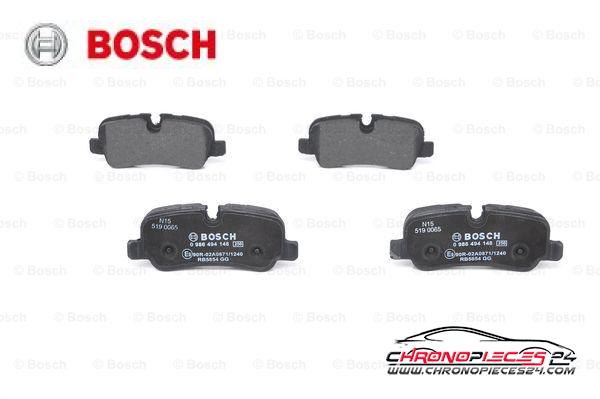 Achat de BOSCH 0 986 494 148 Kit de plaquettes de frein, frein à disque pas chères