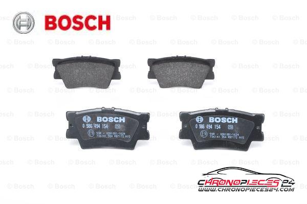 Achat de BOSCH 0 986 494 154 Kit de plaquettes de frein, frein à disque pas chères