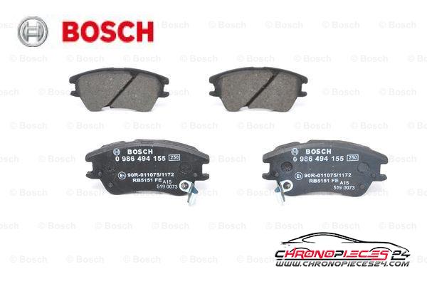 Achat de BOSCH 0 986 494 155 Kit de plaquettes de frein, frein à disque pas chères