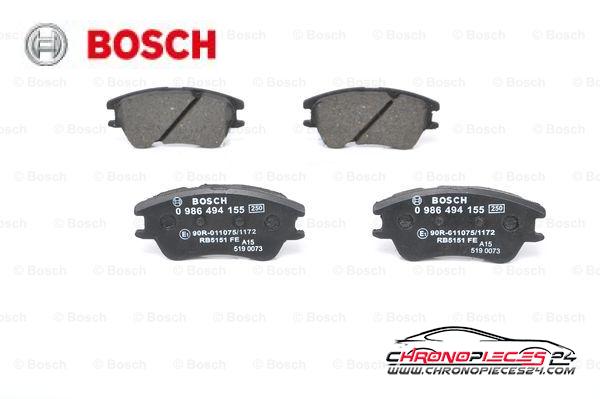 Achat de BOSCH 0 986 494 155 Kit de plaquettes de frein, frein à disque pas chères