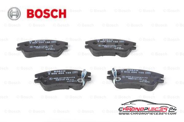 Achat de BOSCH 0 986 494 155 Kit de plaquettes de frein, frein à disque pas chères