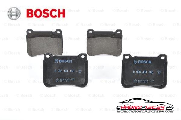 Achat de BOSCH 0 986 494 166 Kit de plaquettes de frein, frein à disque pas chères