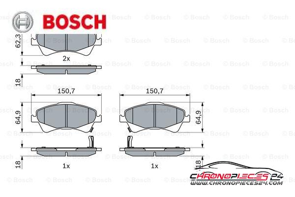 Achat de BOSCH 0 986 494 187 Kit de plaquettes de frein, frein à disque pas chères