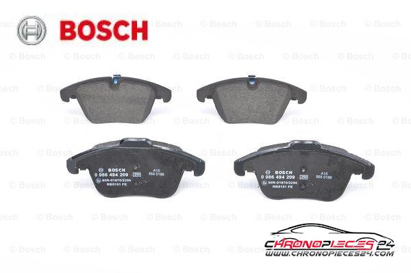 Achat de BOSCH 0 986 494 209 Kit de plaquettes de frein, frein à disque pas chères