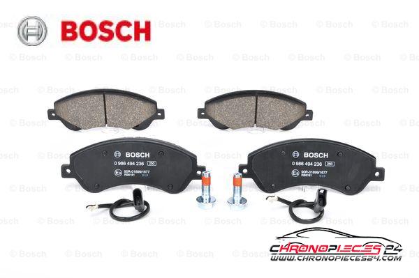 Achat de BOSCH 0 986 494 236 Kit de plaquettes de frein, frein à disque pas chères