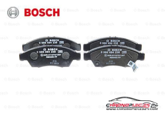 Achat de BOSCH 0 986 494 238 Kit de plaquettes de frein, frein à disque pas chères