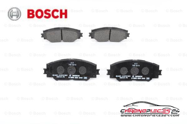 Achat de BOSCH 0 986 494 240 Kit de plaquettes de frein, frein à disque pas chères