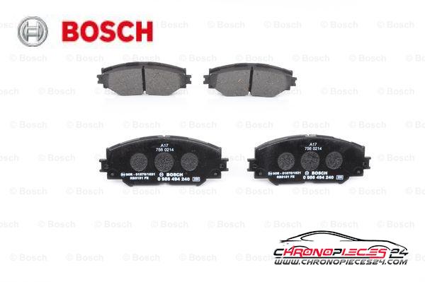 Achat de BOSCH 0 986 494 240 Kit de plaquettes de frein, frein à disque pas chères