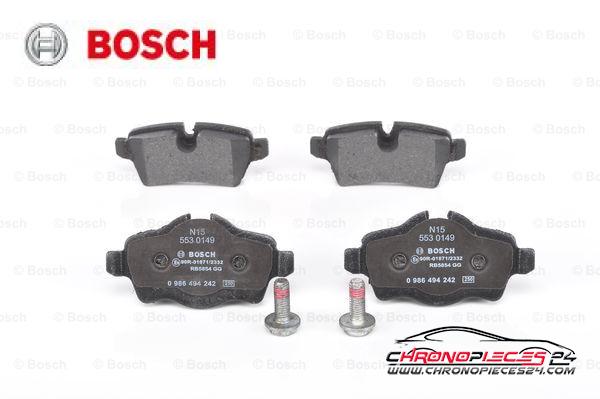 Achat de BOSCH 0 986 494 242 Kit de plaquettes de frein, frein à disque pas chères