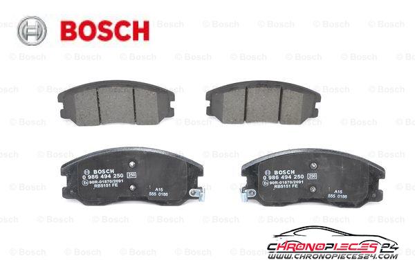 Achat de BOSCH 0 986 494 250 Kit de plaquettes de frein, frein à disque pas chères